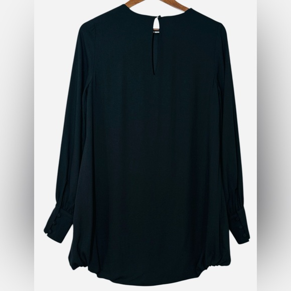 FRAME Black Shift Mini Dress XS Long Balloon Sleeve Bubble Hem LBD - Picture 3 of 8